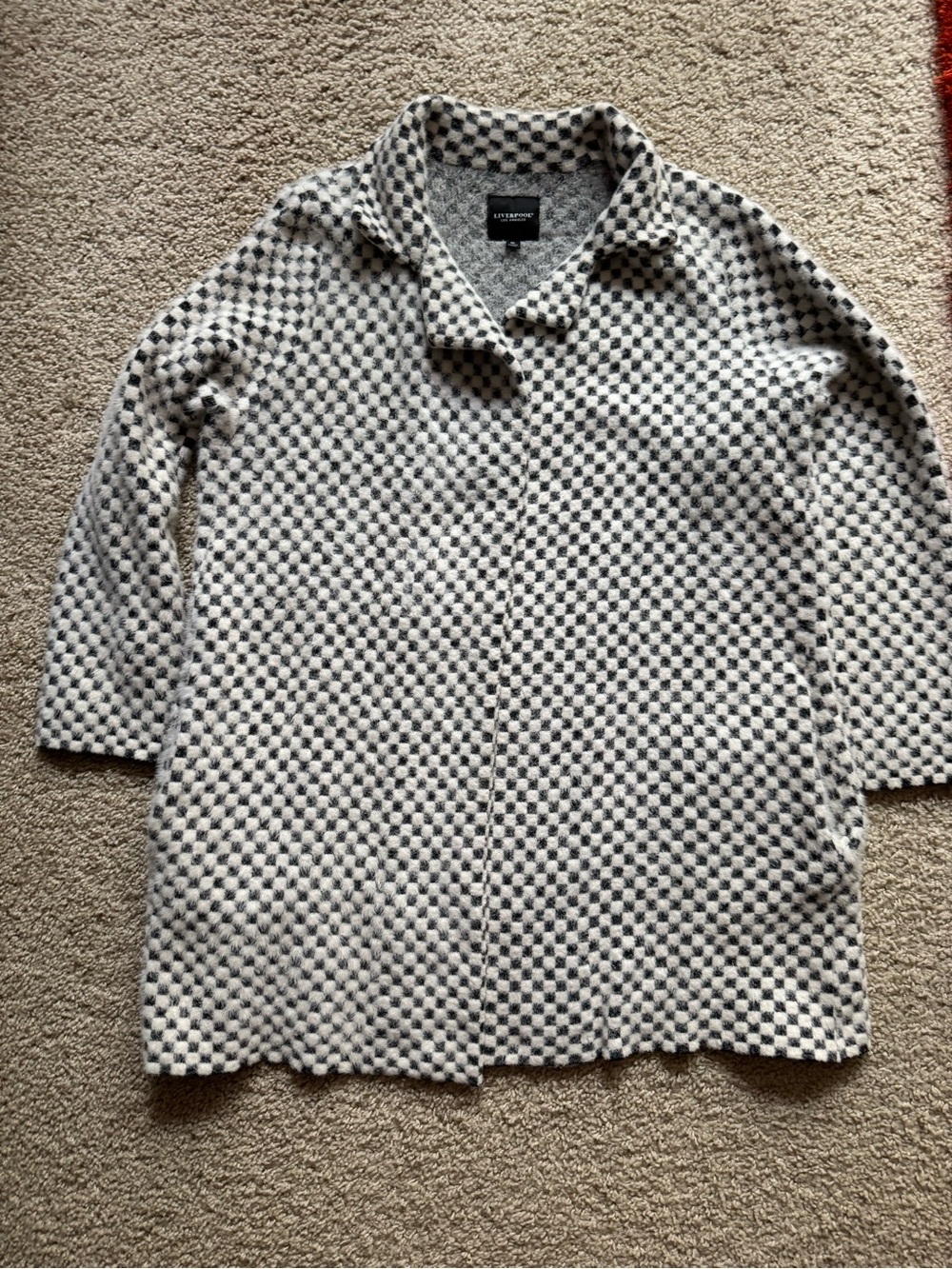 Liverpool Black & White Checkered Knit Coat